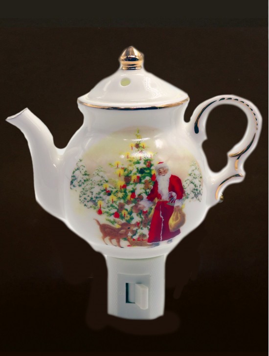 Porcelain Christmas Teapot Night Light With Gift Box